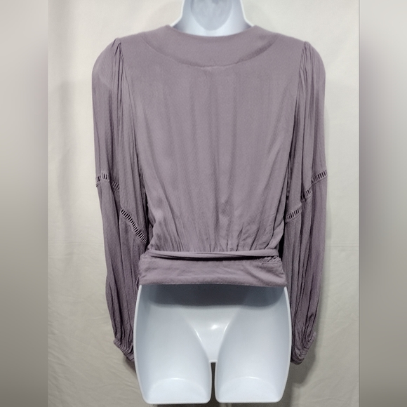 Free People  Dream Girl Wrap Top Women's XS Lavender Boho Retro 90s Y2K - Picture 7 of 12